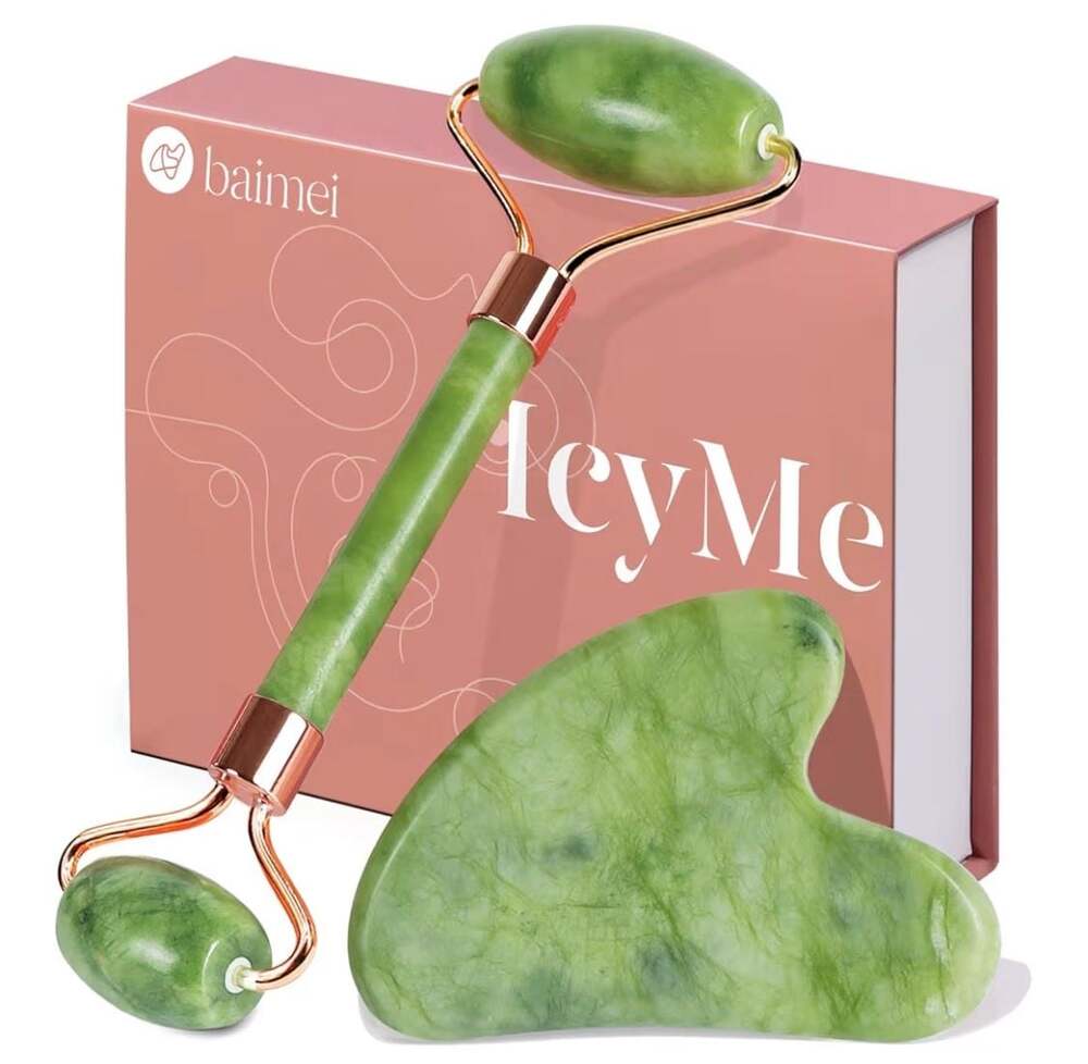 BAIMEI IcyMe Jade‎ Roller and Gua Sha Face Roller Skin Care Tools Set